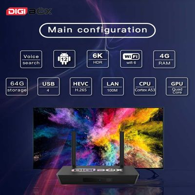 Digibox 2.4Ghz 5.8Ghz Smart TVbox com D3 Plus controle de voz Remote Smart TV box